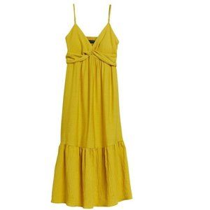 Banana Republic Yellow Twist-Front Midi Dress